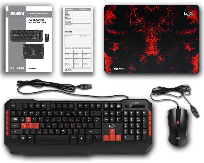 SV-018863 Игровой набор клавиатура+мышь+коврик gs-9000 (114кл.+6кл, 8 смен. кл.) Sven Santreyd  - Вид №14