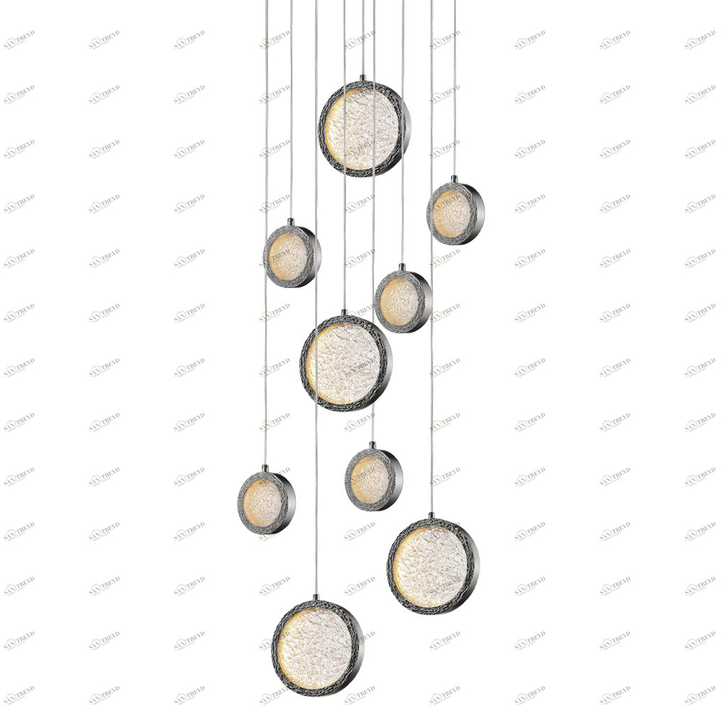 Светильник подвесной 305х48 см никель Bottega P98014M-9 polished nickel DELIGHT COLLECTION ДИЗАЙНЕРСКИЕ 00-3882320 Прозрачный;серебро 