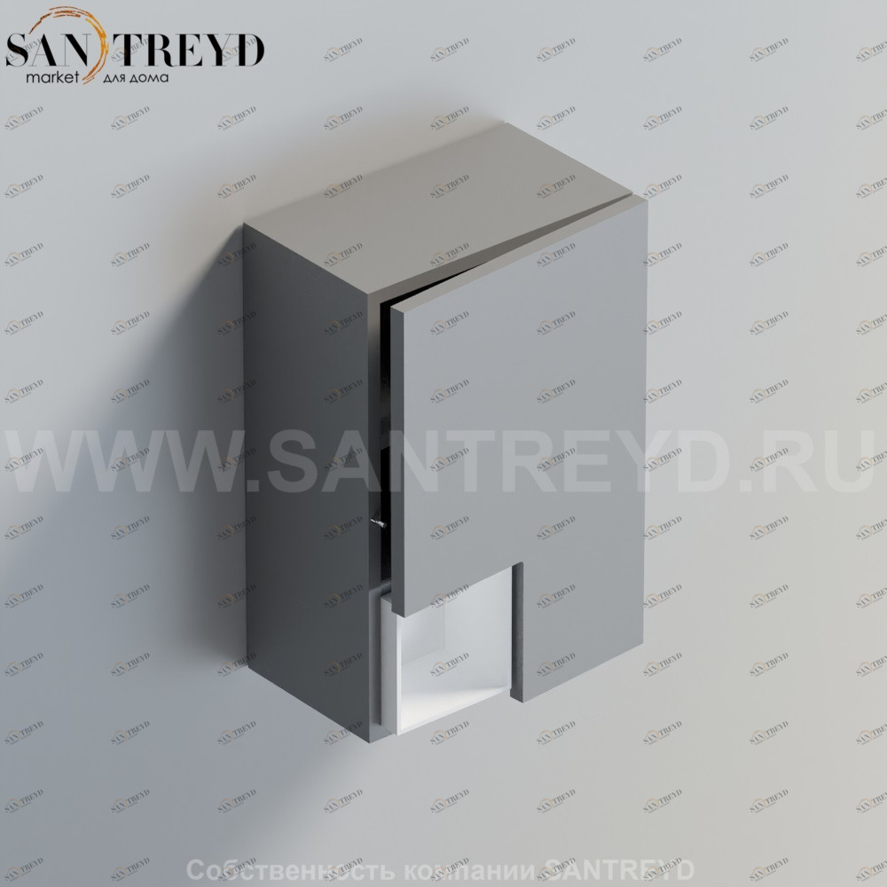 FLAT V Подвесной шкаф с мыльницей с петлями справа. Отделка: серая краска. AFXMO239042GG Agape