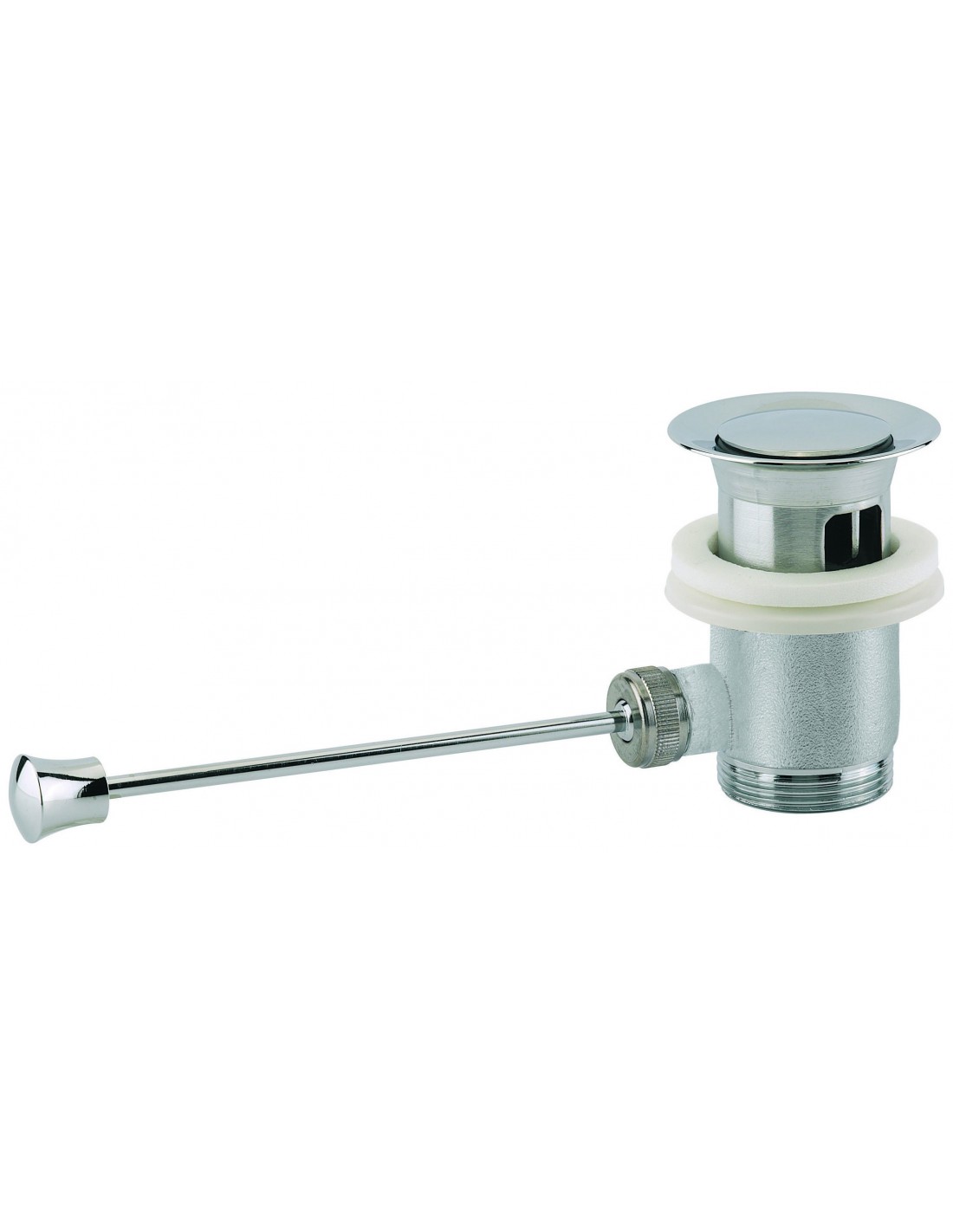 100300 008 00  Автоматический слив для умывальника, с клапаном, горизонтальная тяга, затяжка 40/48 мм Valentin Матовый Никель 
