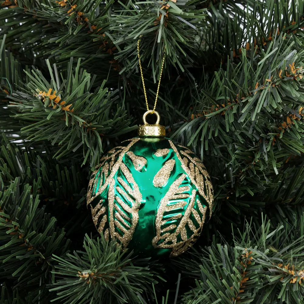 85156506 Елочный шар «Изгибы» ø8 см пластик зеленый STLM-0952140 Santreyd 