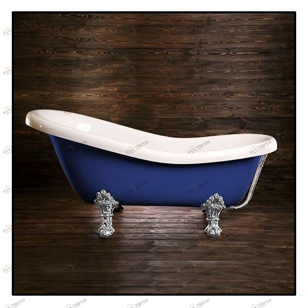 Ванна Akcjum Rectime 160 WR-03-05-Ch-C овальная синяя с хромированными ножками WR0305CHC