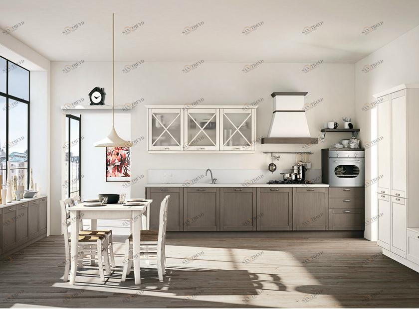 CREO Kitchens Линейная модульная кухня из ели с ручками sun-id-1480846