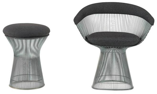 KNOLL Низкий табурет из стали и ткани Platner sun-id-1397116 - Вид №4