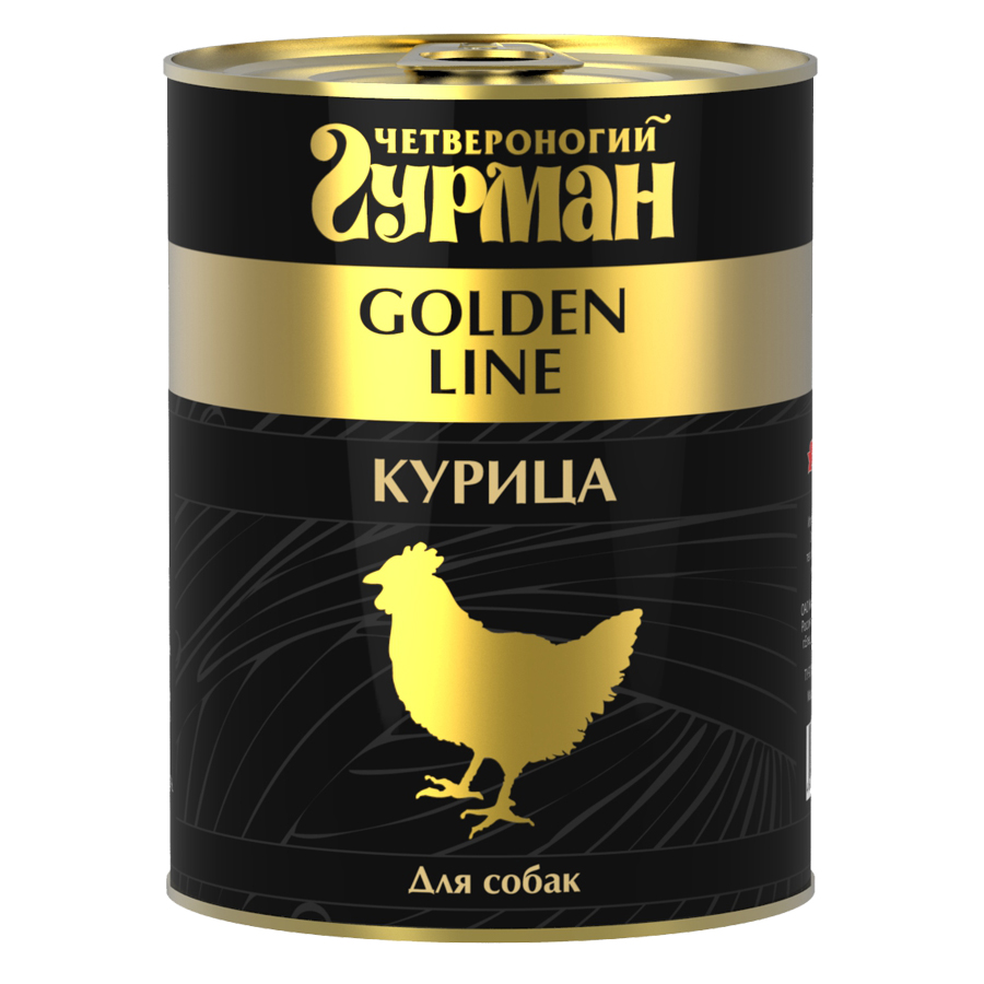 ПР0018352 Корм для собак Курица натуральная в желе (золотая серия) конс. 340г ЧЕТВЕРОНОГИЙ ГУРМАН 