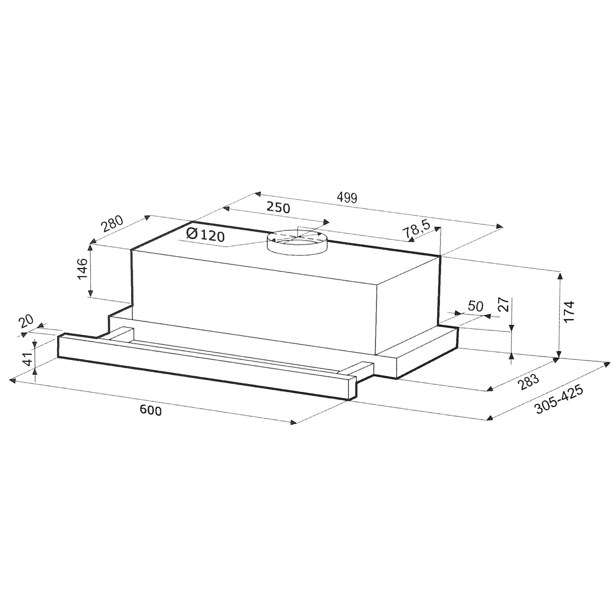 5356580 Вытяжка телескопическая KRONA KAMILLA RETRO 600 бежевый/бежевый STDN-0120067 - Вид №11