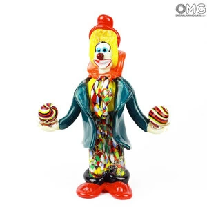 1229 ORIGINALMURANOGLASS Статуэтка Клоун-жонглёр с мячами - муранское стекло OMG 13 см