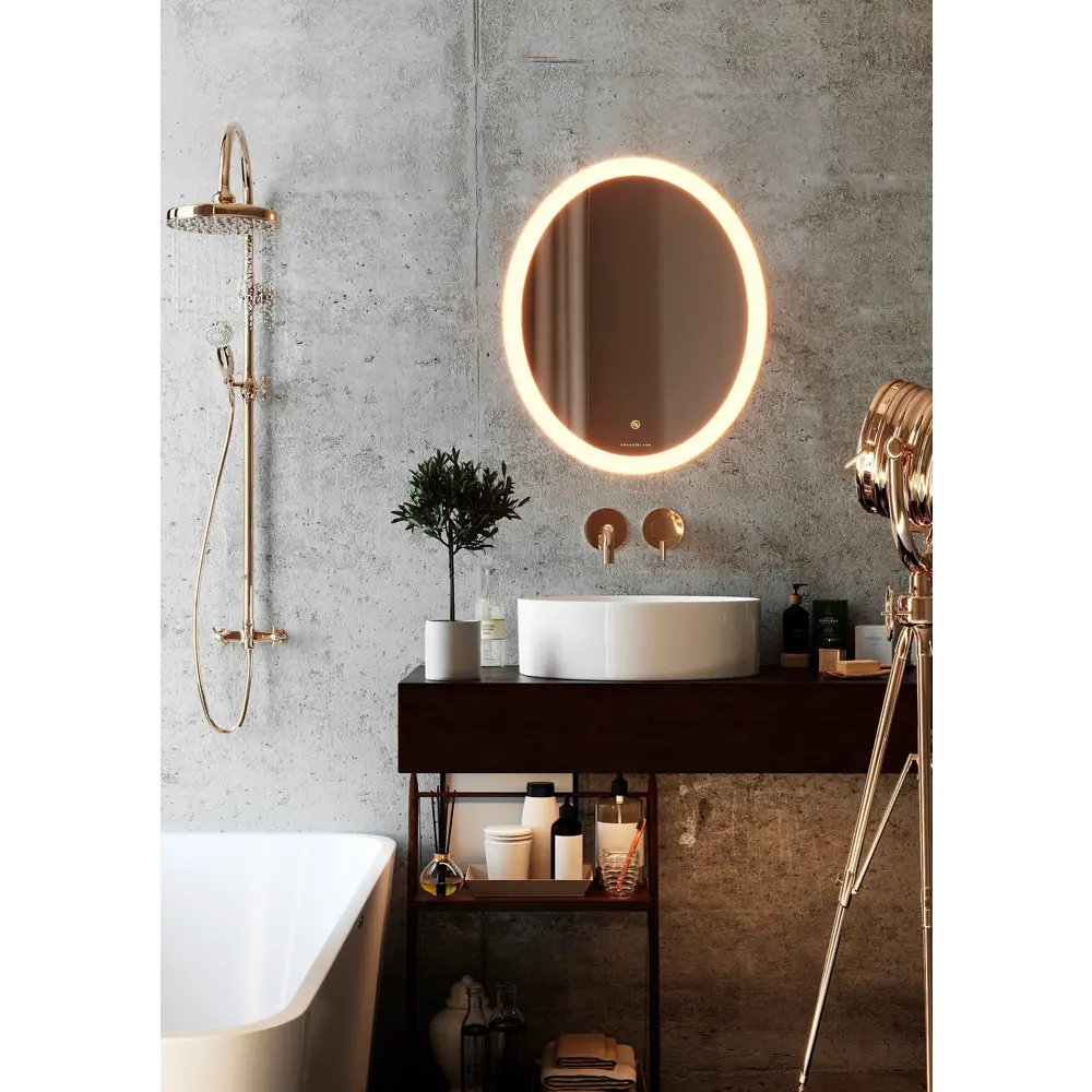 Зеркало для ванной Omega Glass Тип 4 SD364 с подсветкой 50x60 см овальное STLM-2039475 - Вид №1