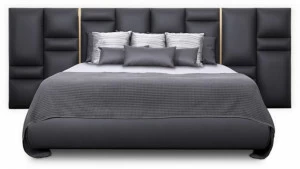 LUXXU Двуспальная кровать из кожи с обитым изголовьем