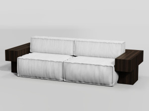 3-местный деревянный и тканевый диван