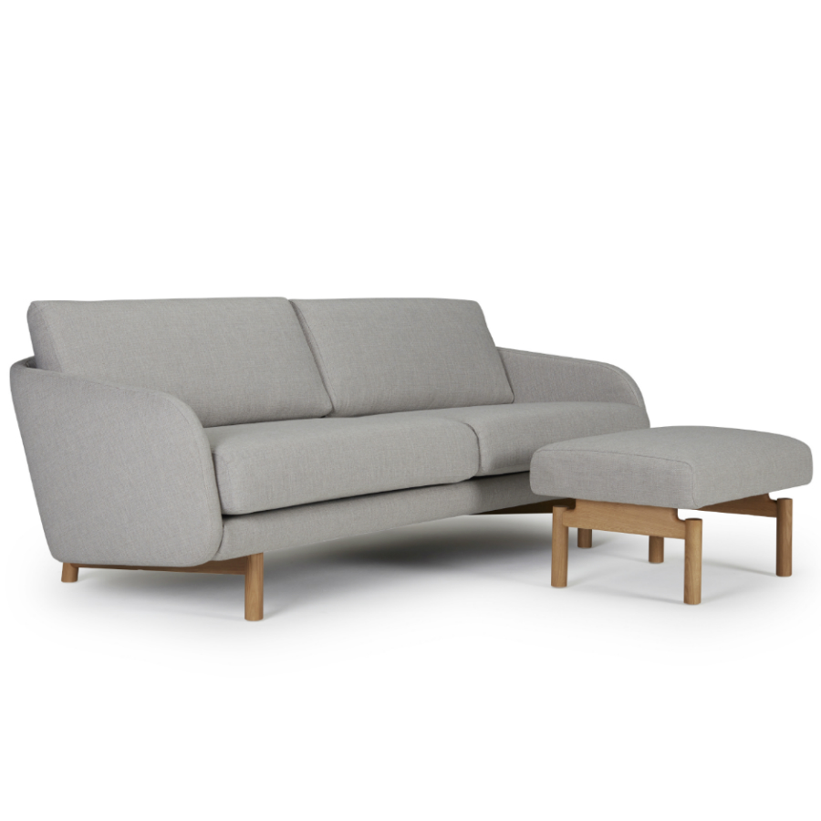 Пуф Tved с ножками из дуба, светло-серый Kragelund 49000202163 - Вид №3