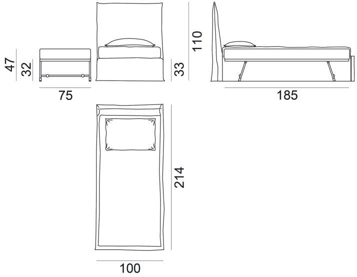 Gervasoni Кровать односпальная со съемным покрытием с высоким изголовьем Ghost sun-id-1503732 - Вид №6