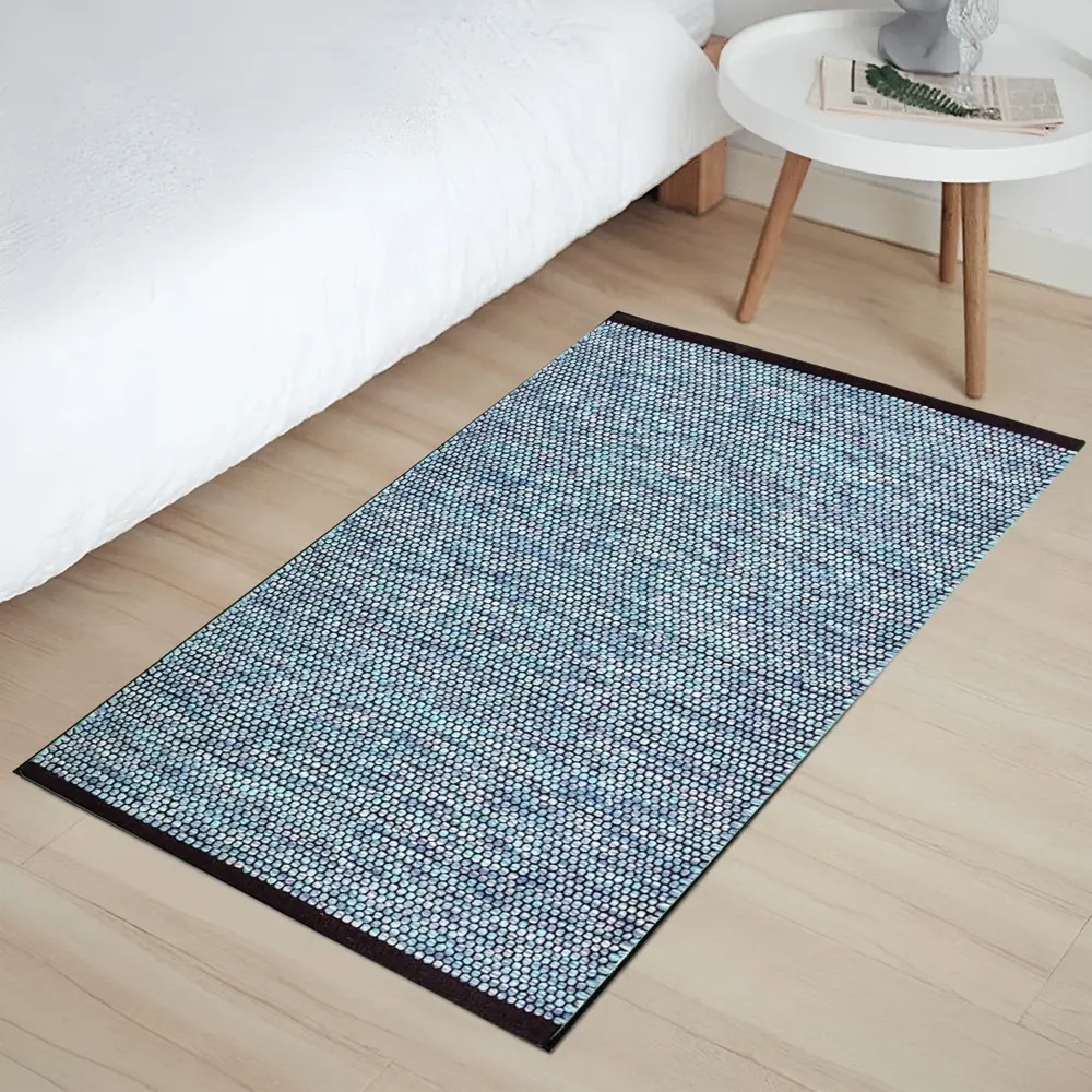 CTIM Ковёр из натурального хлопка ручной работы в синих тонах 60x90 см 89361887 STLM-1430612