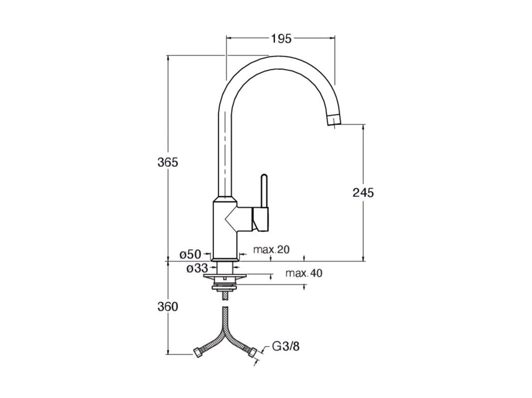 Однорычажный смеситель для кухни с выдвижным ручным душем CRISTINA Rubinetterie кухня-Contemporary Collection ARCH-00060301 - Вид №2