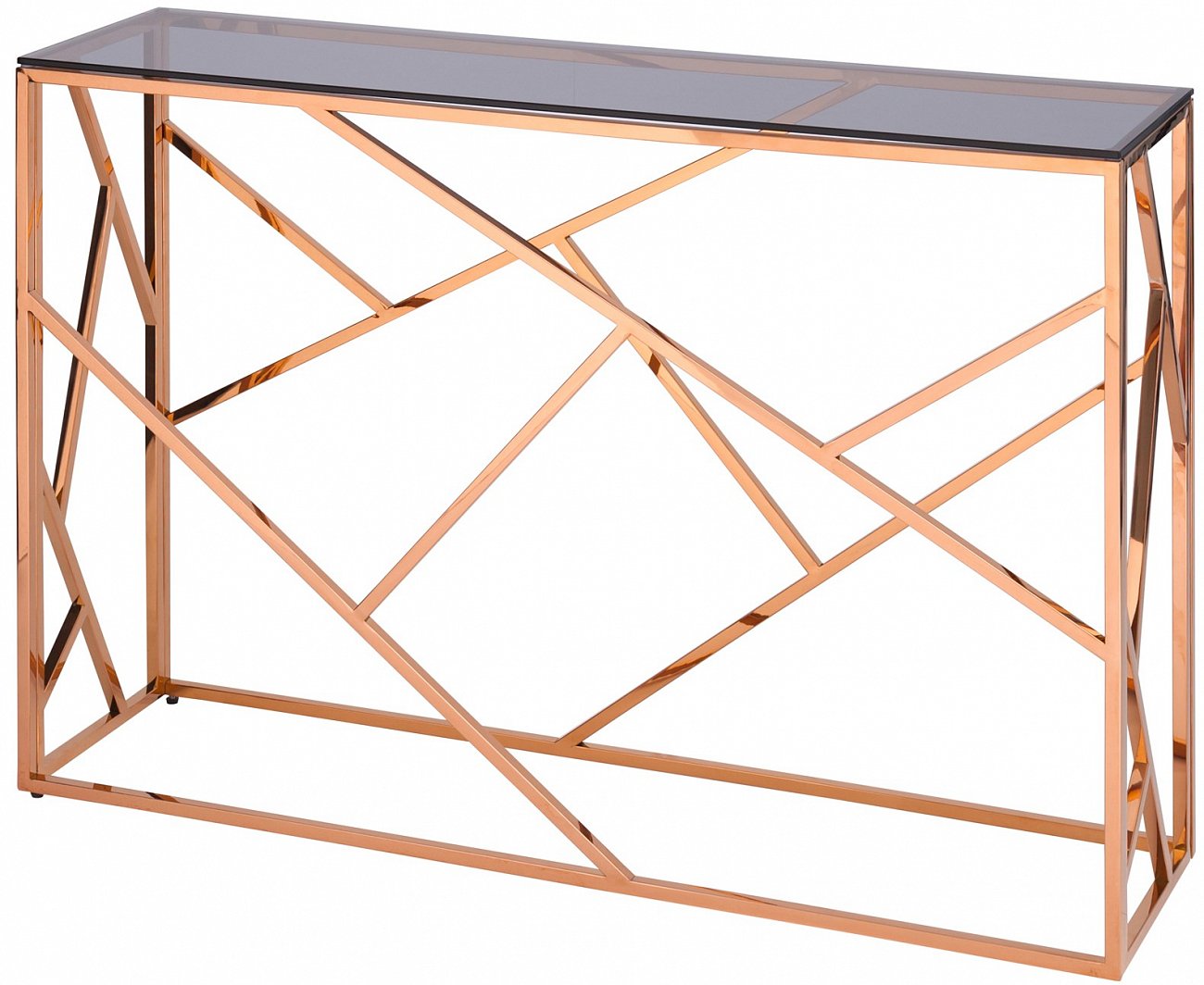 Консоль стеклянная 115х30 см дымчатая с розовым золотом "Арт Деко" STOOL GROUP  00-3881896 Золото;розовый  - Вид №1