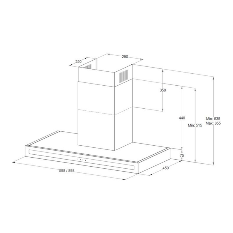8194904 Вытяжка каминная Korting KHC 9877 N черный/черный STDN-0023800 - Вид №1