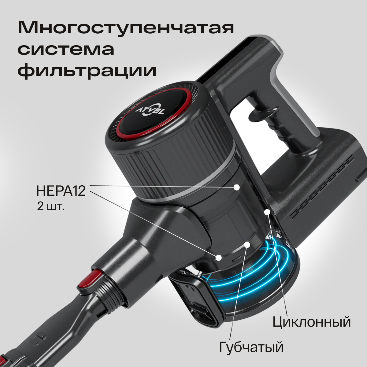 9273214 Пылесос  вертикальный  Atvel G9 Pro Base  серый STDN-0079738 - Вид №9