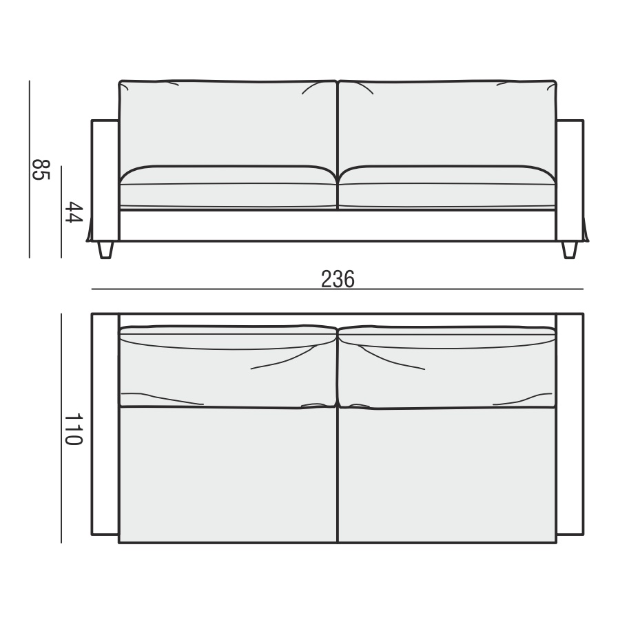 Диван Cloud, трехместный, светло-бежевый Sits S1136 - Вид №11