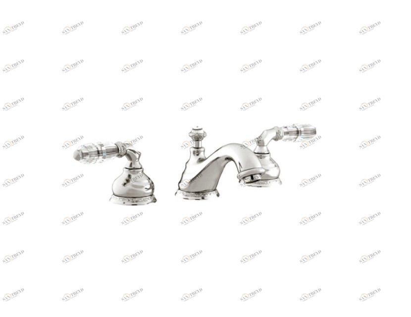 041601.B00.62 Раковина с тремя отверстиями и кристаллами Swarovski Сатин никель Mestre Austral