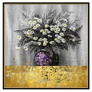 Постер квадратный на художественной бумаге 100х100 см "Прекрасные цветы" EVENHOME ДИЗАЙНЕРСКИЕ 00-3878784 Белый;золото;черный
