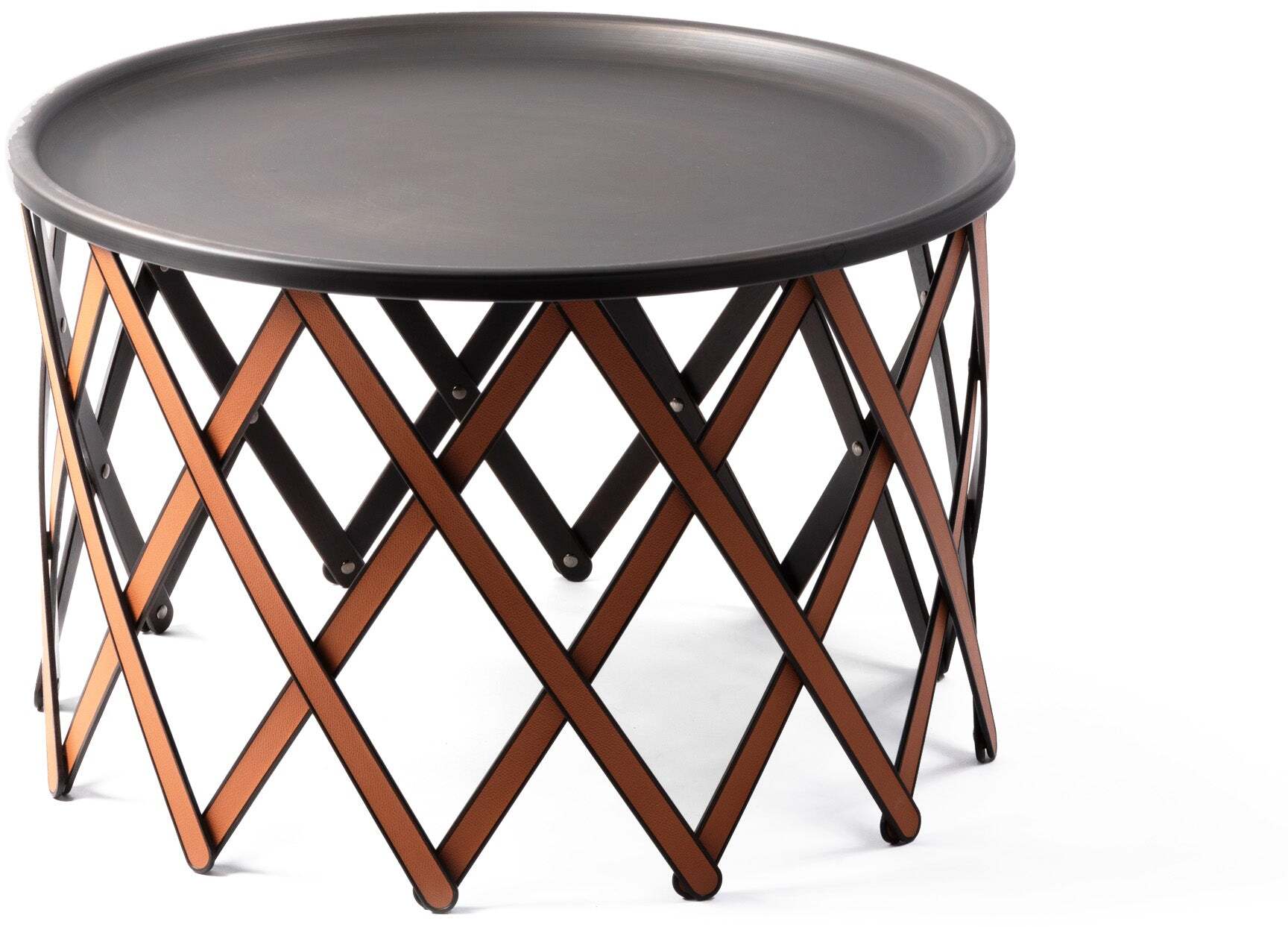 Складной столик Safari - Ø 70X В42 см / зернистая кожа_camel