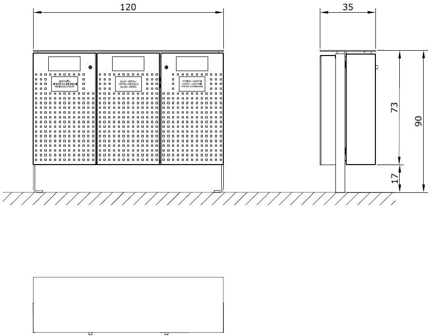 Euroform W Урна металлическая с пепельницей для раздельного сбора мусора  293  - Вид №2