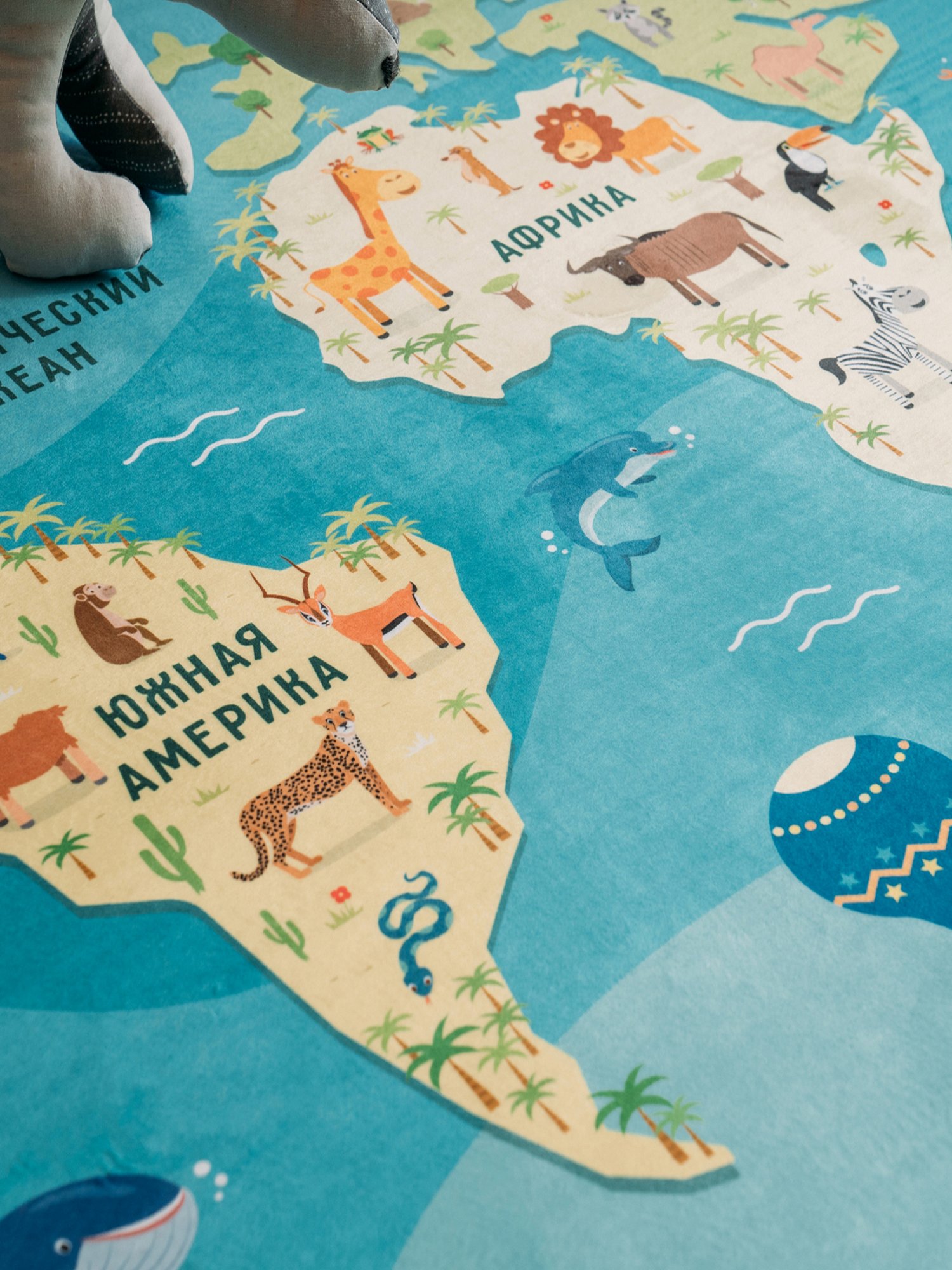 Детский игровой коврик 160х120 см "Карта мира" БЕЛЬМАРКО  351575 Голубой Santreyd  - Вид №2