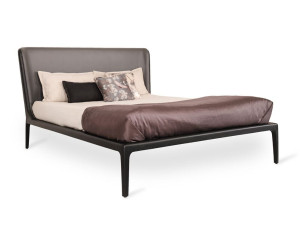 Двуспальная кровать из тикового дерева с мягким изголовьем