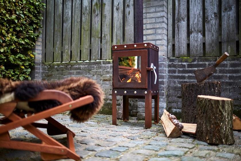 RB73 Отдельно стоящий закрытый дровяной камин из стали Corten ™  Rb-1002  - Вид №2