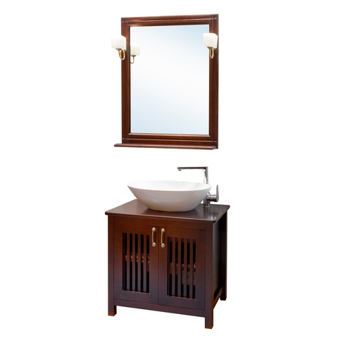 Зеркало Capri 75 см, светильники, полка, массив берёзы, лак, цвет орех антикварный ORANGE sun-id-1517223 - Вид №1