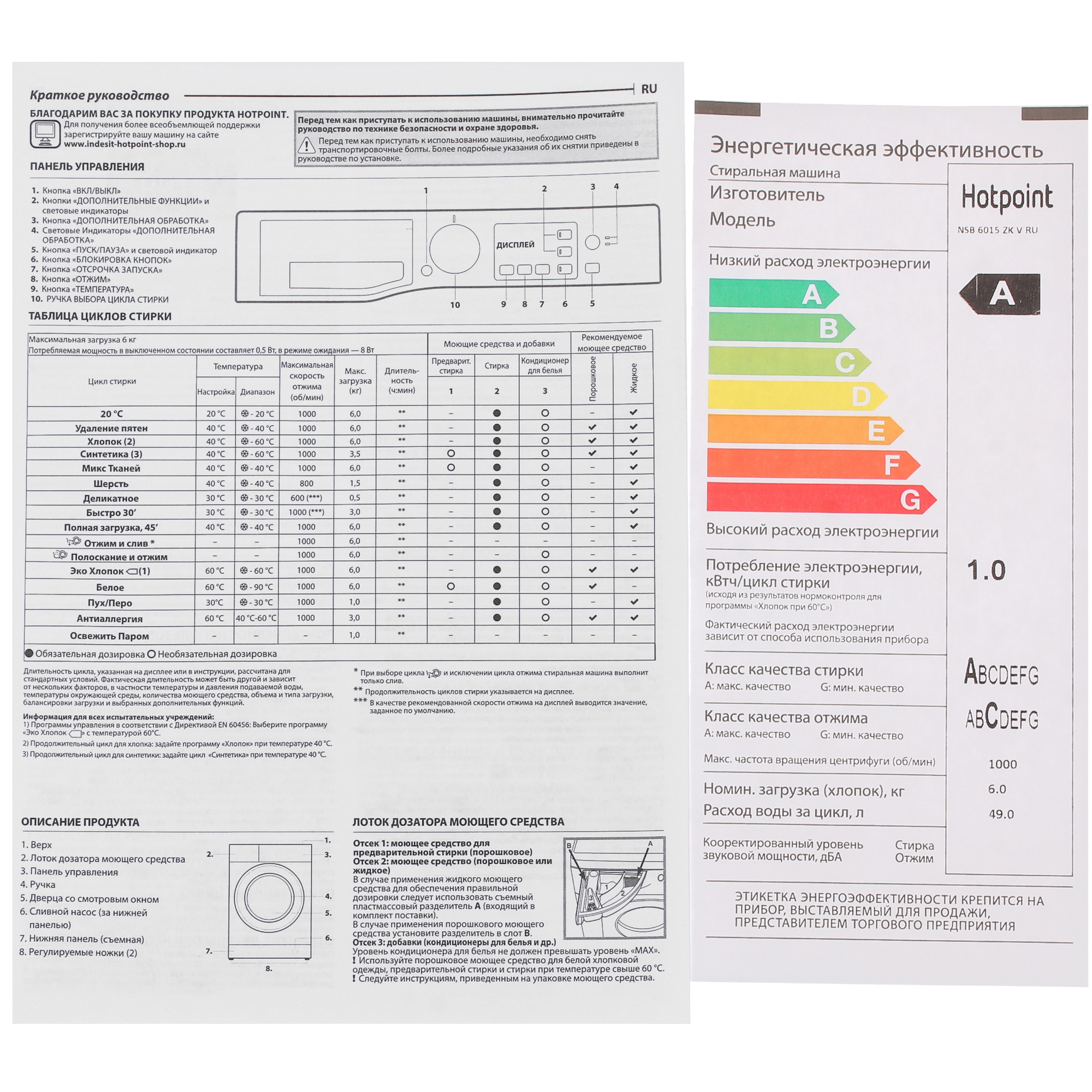 9960614 Стиральная машина Hotpoint NSB 6015 ZK V RU белый STDN-0126992 - Вид №10