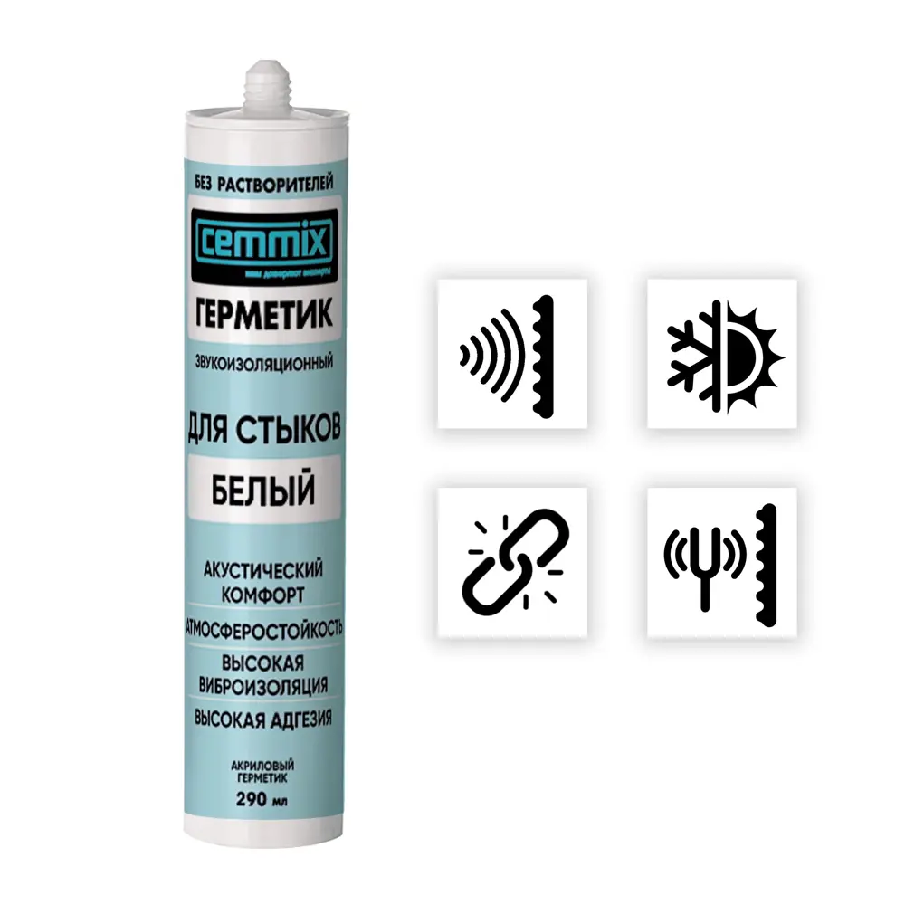 Герметик акриловый Cemmix виброакустический белый 290 мл 89441419 STLM-2007614  - Вид №3