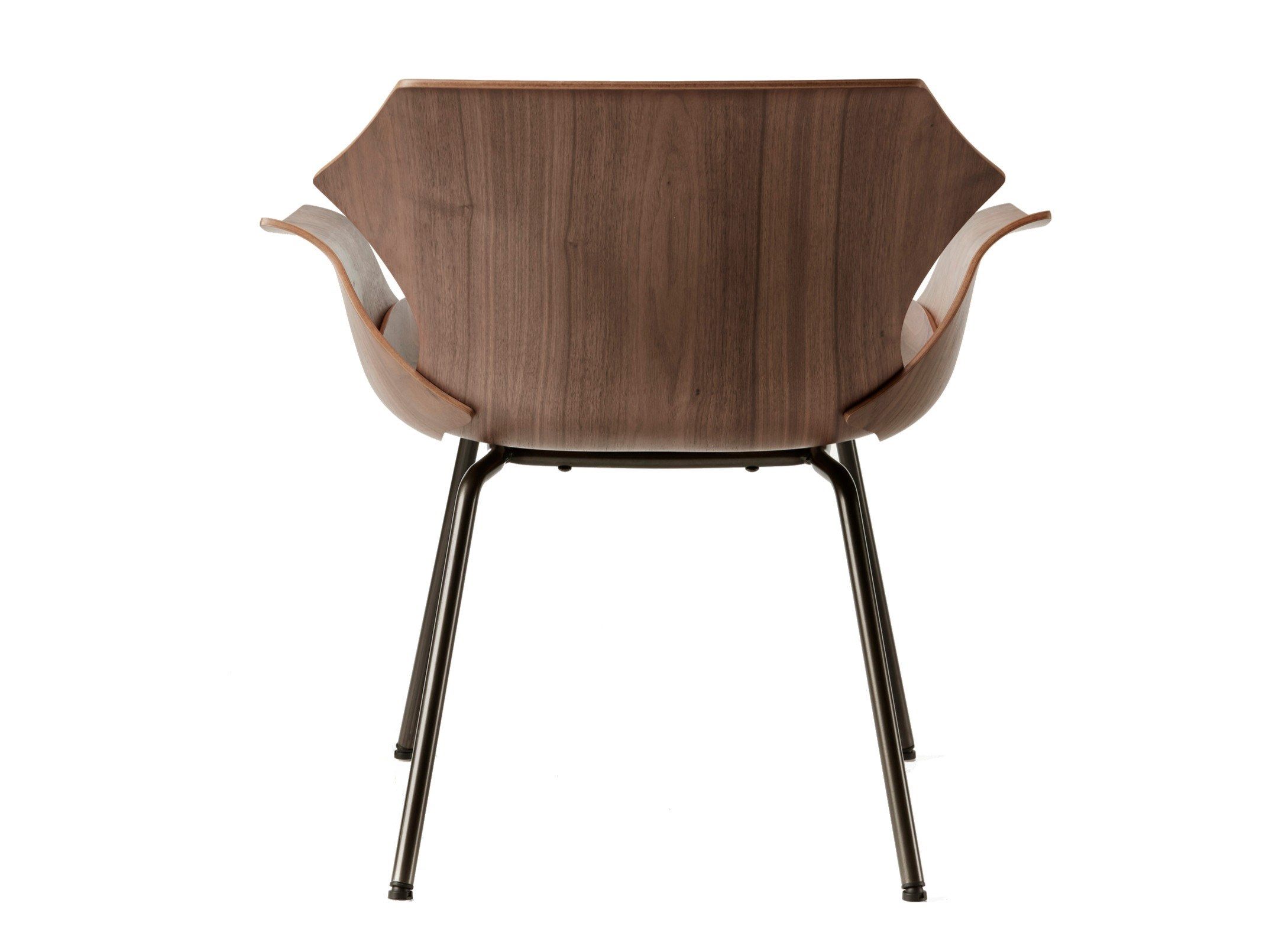 Стальное и деревянное кресло с подлокотниками BassamFellows Petal ARCH-00063917 - Вид №3