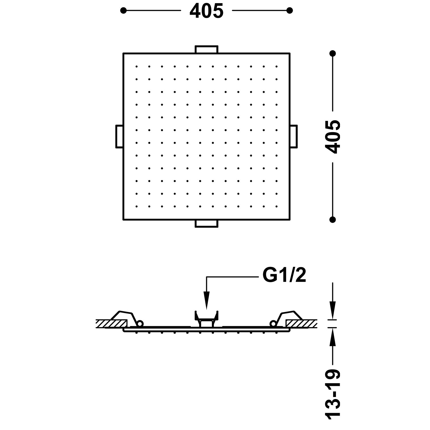 Скрытая потолочная насадка для душа-13495101AC TRES Showers - Вид №1