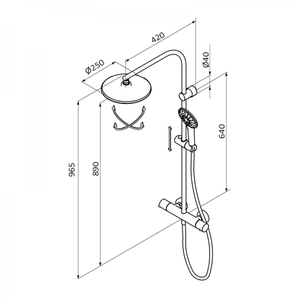 40435400 PREMIUM GRB E-Dry душ термостатический с колонкой Хром GRB MIXERS  - Вид №1