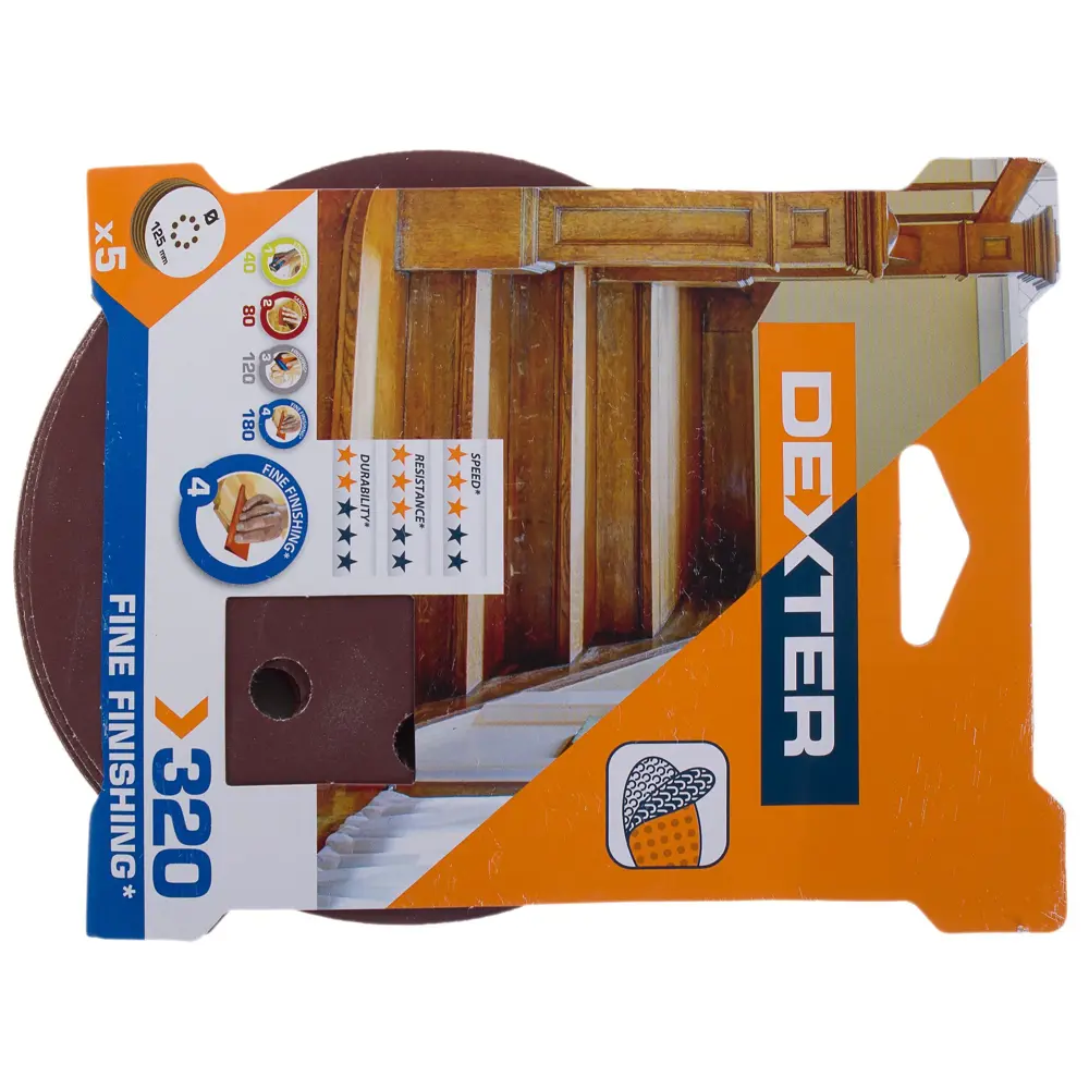 Шлифовальные диски Dexter P320 125 мм для дерева, 5 шт 18808016 STLM-0012890 - Вид №2