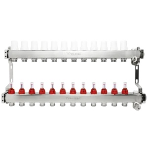 Коллекторная группа с расходомерами Pro Aqua 1"x3/4" 12 выходов нержавеющая сталь