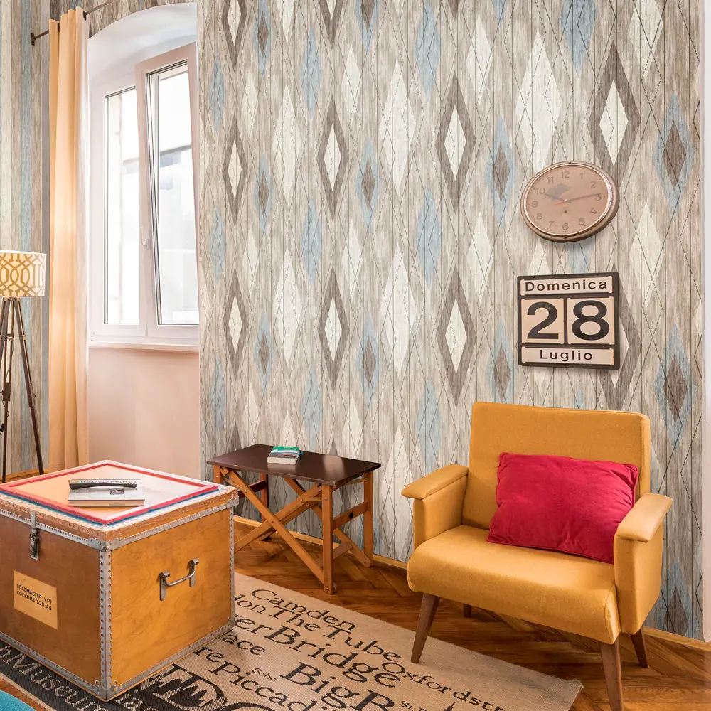 Флизелиновые обои ELYSIUM Ромбы бежевые с геометрическим узором 89346604 STLM-0828078 - Вид №3