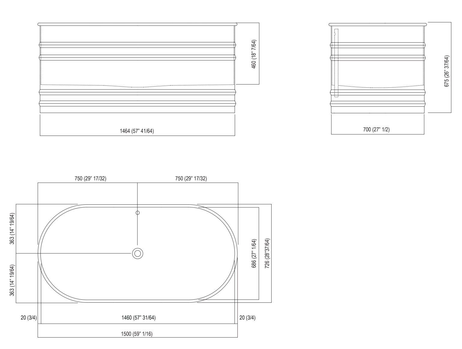 Овальная ванна из нержавеющей стали Agape Vieques ARCH-00073930 - Вид №3
