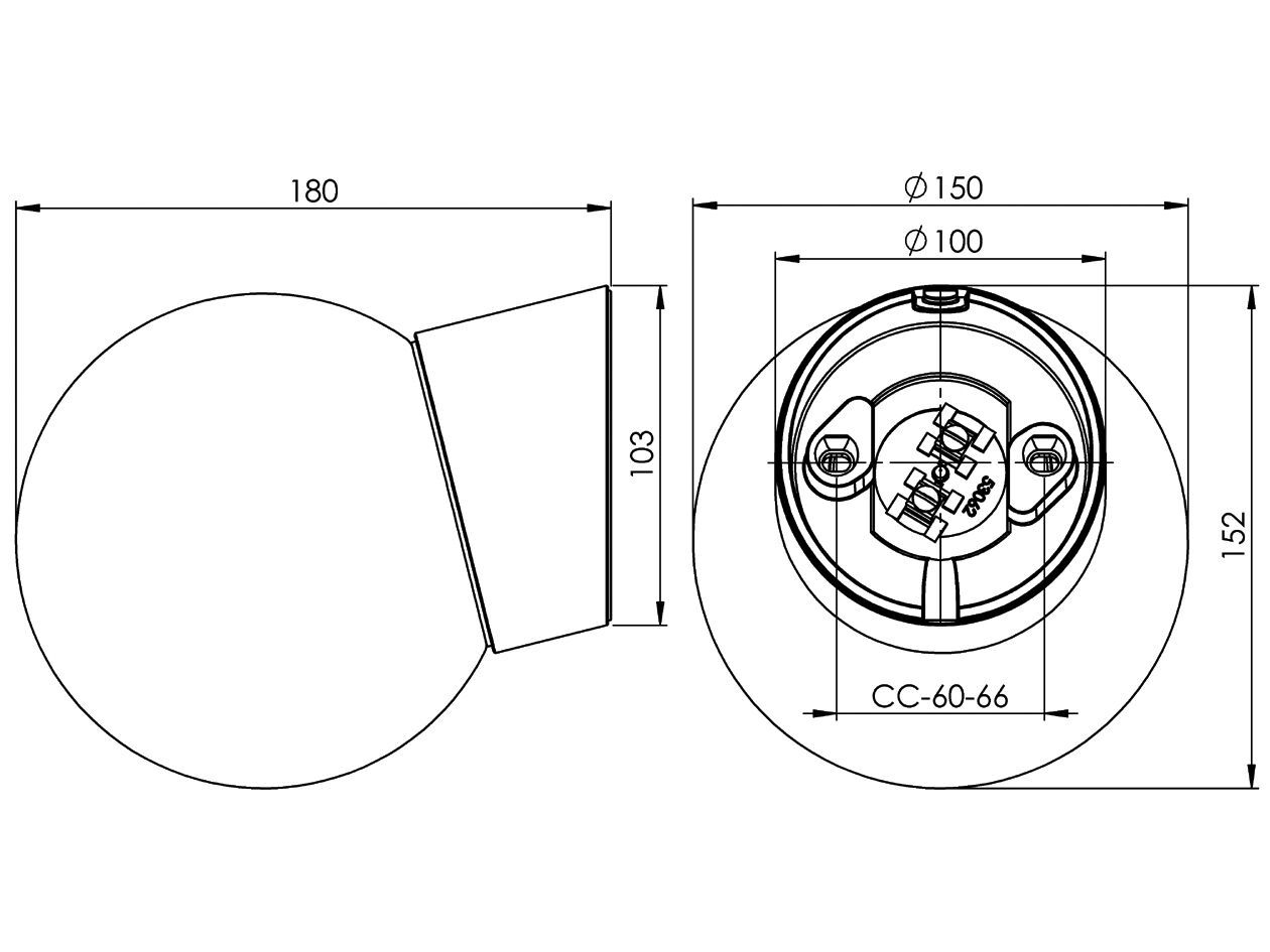 Полированная и фарфоровая опаловая стеклянная настенная лампа Ifö Electric Classic Globe ARCH-00063979 - Вид №4