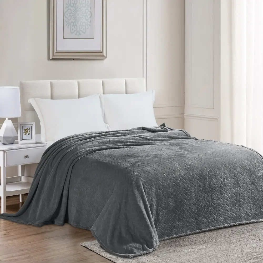 Плед Kazan 140x200 см велсофт цвет графит СТОЛИЦА ТЕКСТИЛЯ STLM-2174449 - Вид №4