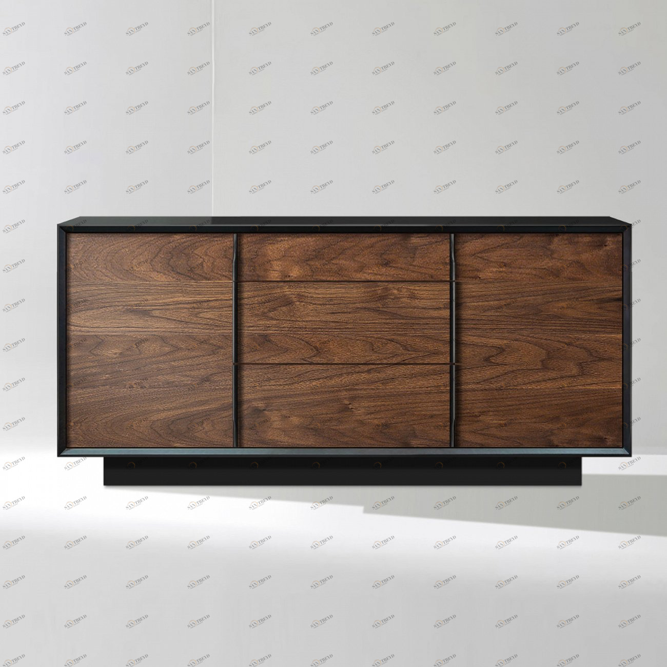 Тумба высокая с 3 ящиками американский орех Garon ACWD GARON 00-3981955 Коричневый;черный 