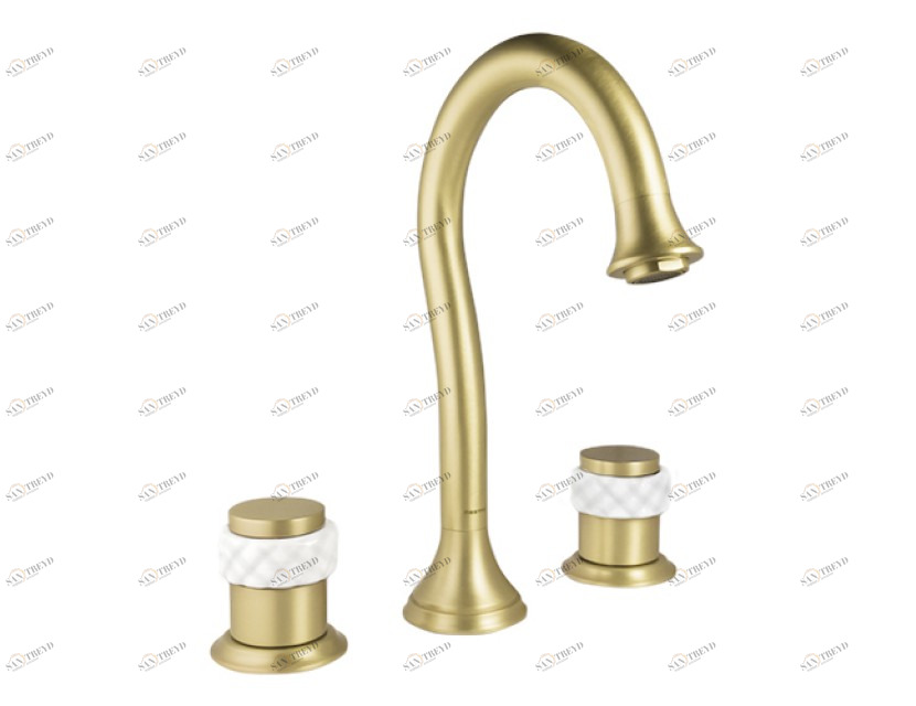 065501.000.72 Раковина с тремя отверстиями из белого фарфора Окисленная медь Mestre 