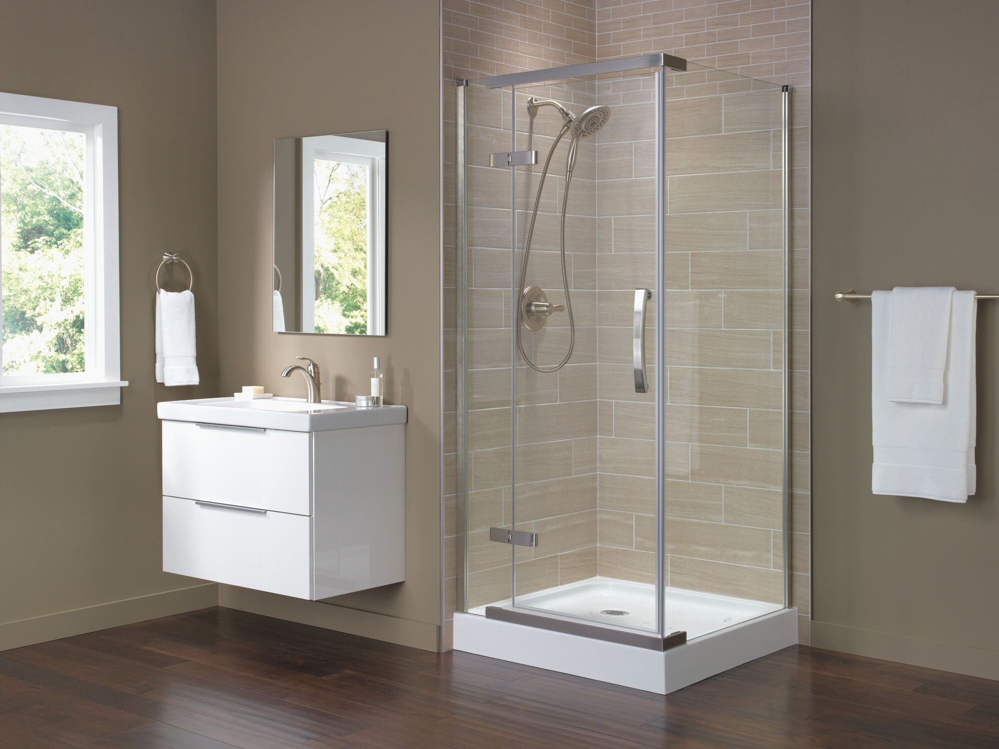 Безрамный душевой уголок 36 x 36 дюймов Delta Faucet B912912-3636-SS - Вид №3