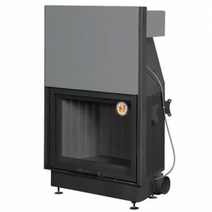 Каминная топка Экокамин Вега 800PB принт с подовым горением и черным шамотом