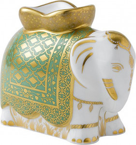 10535628 Royal Crown Derby Пресс-папье Royal Crown Derby "Слониха" 11см (зеленая) Фарфор костяной