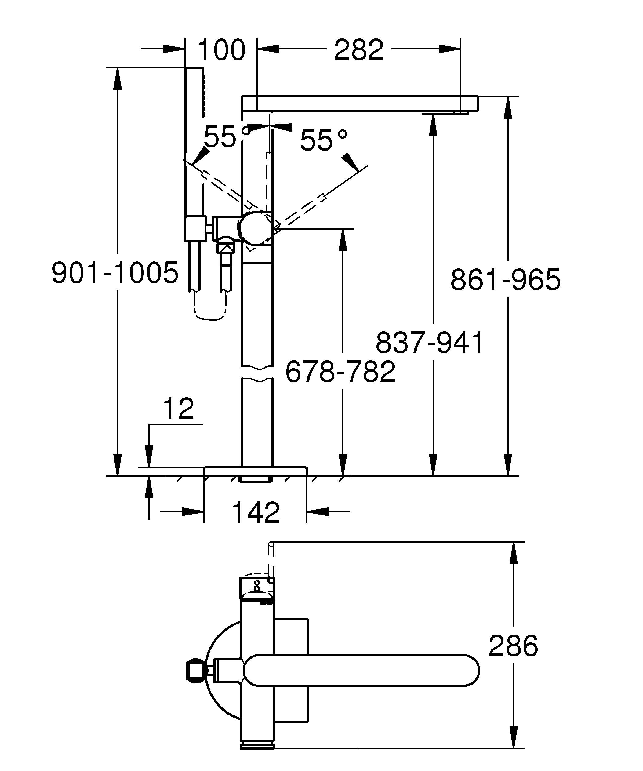 Смеситель однорычажный для ванны GROHE Plus, свободностоящего монтажа (23846003) - Вид №1