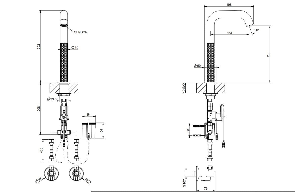 Электронный смеситель для раковины из нержавеющей стали Gessi Messi316 ARCH-00141902 - Вид №2