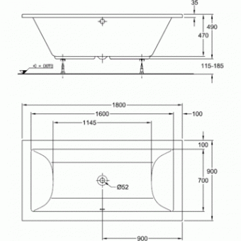 Ванна акриловая 180x90 Keramag Preciosa II 600385000  - Вид №3