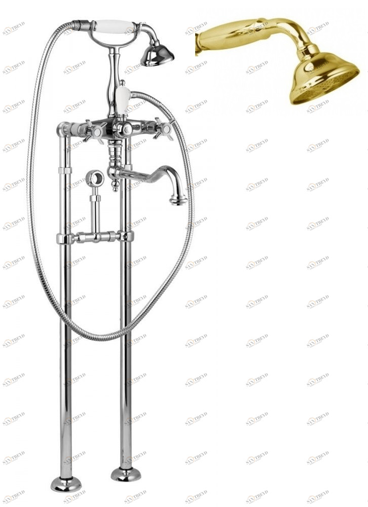 Напольный смеситель для ванны с повор.изливом кронштейном слива-перелива CEZARES LORD-VDPS2-03/24-M